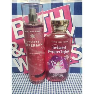 BBW Twisted Peppermint Fine Fragrance Mist & Shower Gel Body Wash Set